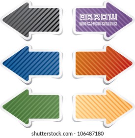 Vektorstreifen-klebrige Pfeile in sechs Farben