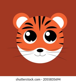 vector striped tiger. flat image of a young tiger.