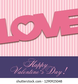 Vector striped Valentine's Day card with the inscription