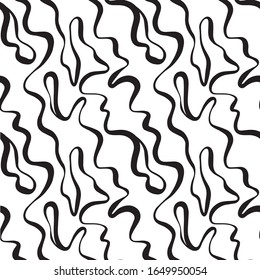 Vector striped wave pattern. Thin and wide wavy lines. Abstract texture black and white color background. Use for textiles, clothing, presentations, wallpapers, print. Calligraphy elements