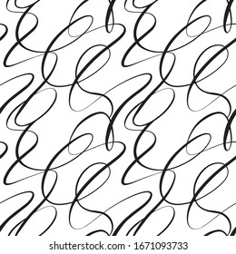 Vector striped wave seamless pattern. Thin and wide wavy 
continuous lines. Abstract texture black and white color isoleted background. Use for textiles, clothing, wallpapers, print, wrapping paper