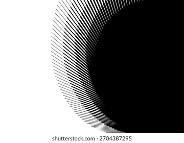 Vector striped wave. Transition from black to white with thin lines. Modern pattern. Vector background for covers, advertising, packaging, video. Halftone.
