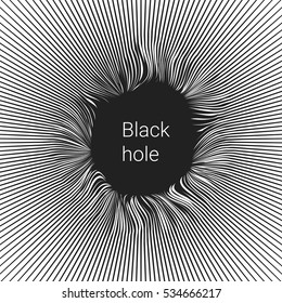 Vector striped waves geometric background. black hole. backdrop for flyer, presentation, template, brochure, booklet, cover, magazine, banner