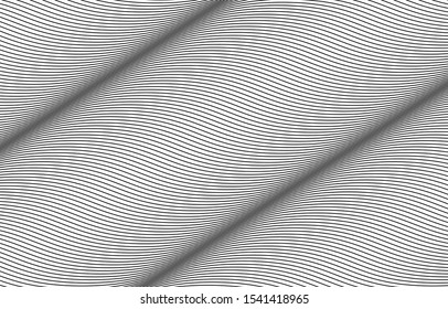 Vector striped white and black background. wave curve line pattern abstract texture 