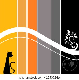 Vector Stripes Design with Cat Silhouette