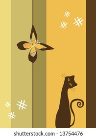 Vector Stripes Design with Cat Silhouette