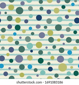 Vector stripes and dots seamless pattern on white background