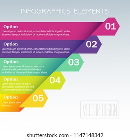 Vector stripes for infographic. Template for diagram, graph, presentation and chart. Business concept with 5 options, parts, steps or processes