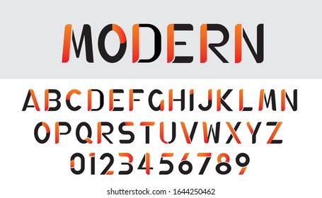 Vector de rayas modernas diseño de fuentes y conjunto de alfabetos.