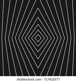 Vector stripes pattern. Geometric seamless texture with thin refracted lines, linear rhombuses. Abstract monochrome striped background, repeat tiles. Dark design for decoration, digital, web, covers