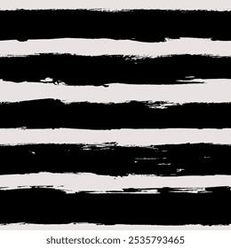 Vector stripes pattern. Seamless black and white brush stroke background. Striped print with distress texture. Painted ornament for kids. Childish design