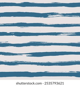 Vector stripes pattern. Seamless navy blue and white brush stroke background. Striped print with distress texture. Painted ornament fwith vintage vibe
