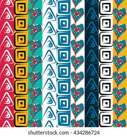 Vector stripes pattern. tribal seamless texture, multicolor stripes with elements Doodles