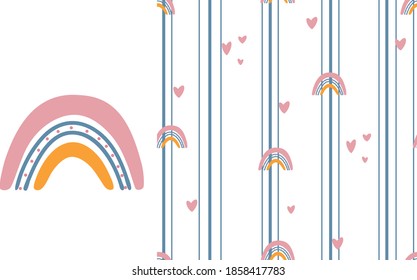 Vector stripes and rainbow seamless pattern fabric print background