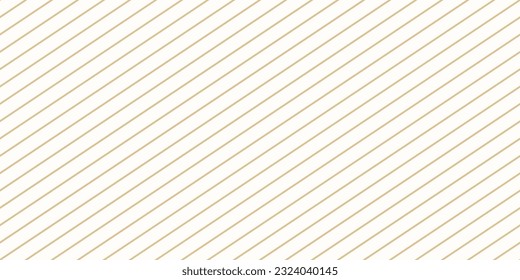 Vector stripes seamless pattern. Thin diagonal lines minimalist geometric texture. Simple striped illustration. Subtle gold and white abstract geometrical print background. Repeat golden line design