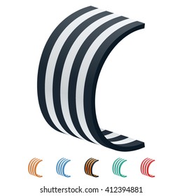 Vector stripped 3D alphabet. Optional different colors. Letter C