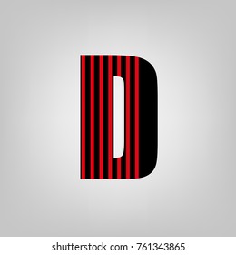 Vector stripped alphabet. Letter A.Gray gradient background