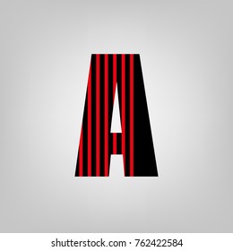 Vector stripped alphabet. Letter A.Gray gradient background