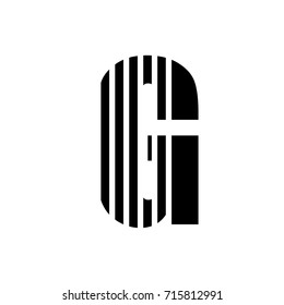 Vector stripped alphabet. Letter G