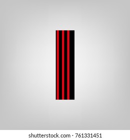 Vector stripped alphabet. Letter I.Gray gradient background