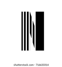 Vector stripped alphabet. Letter N