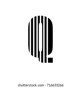 Vector stripped alphabet. Letter Q