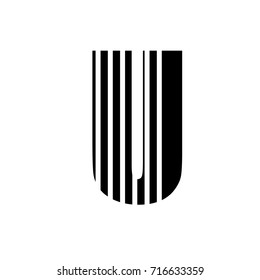 Vector stripped alphabet. Letter U