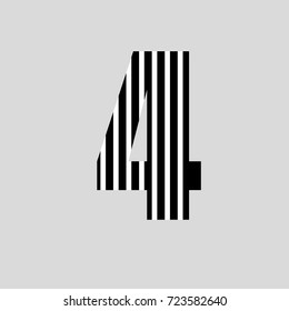 Vector stripped alphabet. Number 4