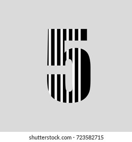 Vector stripped alphabet. Number 5
