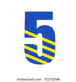 Vector stripped alphabet. Number 5
