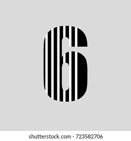 Vector stripped alphabet. Number 6
