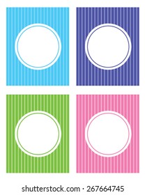 Vector stripped frame and invitation template set