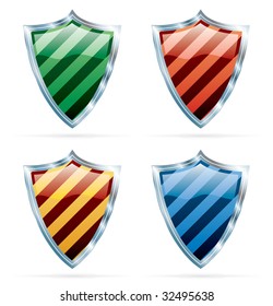 vector stripped shields in four colors