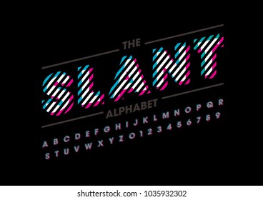 Vector of stripy bold font and alphabet