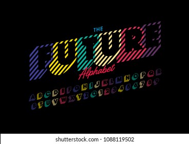 Vector of stripy bold font and alphabet