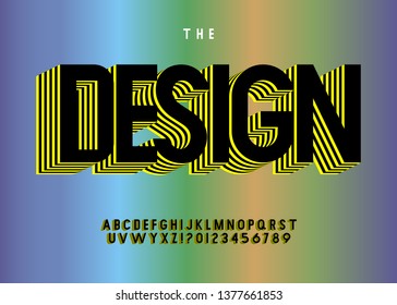 Vector of stripy bold font and alphabet.