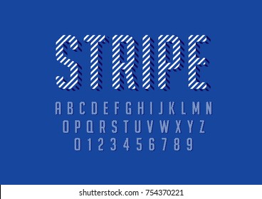Vector of stripy bold font and alphabet