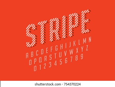 Vector of stripy bold font and alphabet
