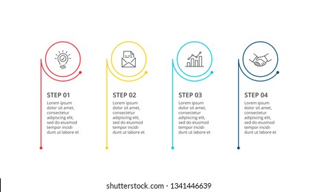 Vector stroke circles for infographic. Business concept with 4 options, parts, steps or processes.