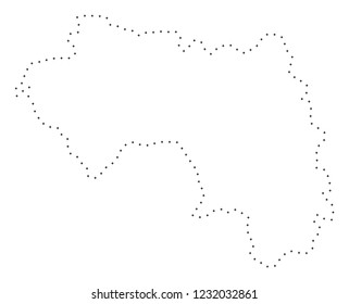 Vector stroke dot African Guinea map in black color, small border points have diamond shape. Connect the frame points and get African Guinea map.