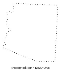 Vector stroke dot Arizona State map in black color, small border points have diamond shape. Discover the path points and get Arizona State map.