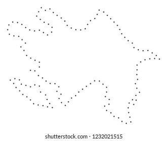 Vector stroke dot Azerbaijan map in black color, small border points have diamond shape. Follow the frame points and get Azerbaijan map. Educational geographic draft for Azerbaijan map quiz.