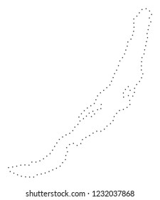 Vector stroke dot Baikal Lake map in black color, small border points have diamond shape. Discover the frame points and get Baikal Lake map. Educational geographic draft for Baikal Lake map quiz.