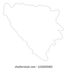 Vector stroke dot Bosnia and Herzegovina map in black color, small border points have diamond shape. Track the path points and get Bosnia and Herzegovina map.