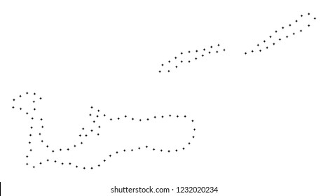 Vector stroke dot Cayman Islands map in black color, small border points have diamond shape. Connect the path points and get Cayman Islands map.
