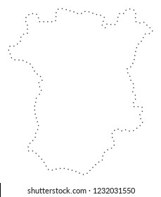 Vector stroke dot Chechnya map in black color, small border points have diamond shape. Trace the frame points and get Chechnya map. Educational geographic template for Chechnya map quiz.