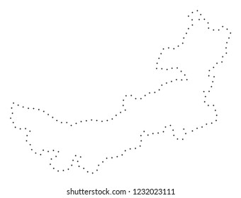 Vector stroke dot Chinese Inner Mongolia map in black color, small border points have diamond shape. Trace the path points and get Chinese Inner Mongolia map.