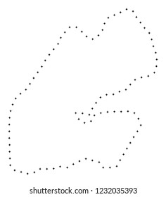 Vector stroke dot Djibouti map in black color, small border points have diamond shape. Discover the frame points and get Djibouti map. Educational geographic draft for Djibouti map quiz.