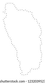Vector stroke dot Dominica Island map in black color, small border points have diamond shape. Trace the frame points and get Dominica Island map.
