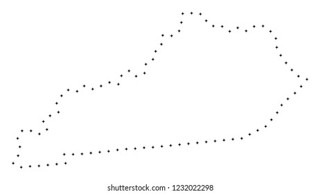 Vector stroke dot Kentucky State map in black color, small border points have diamond shape. Discover the path points and get Kentucky State map.